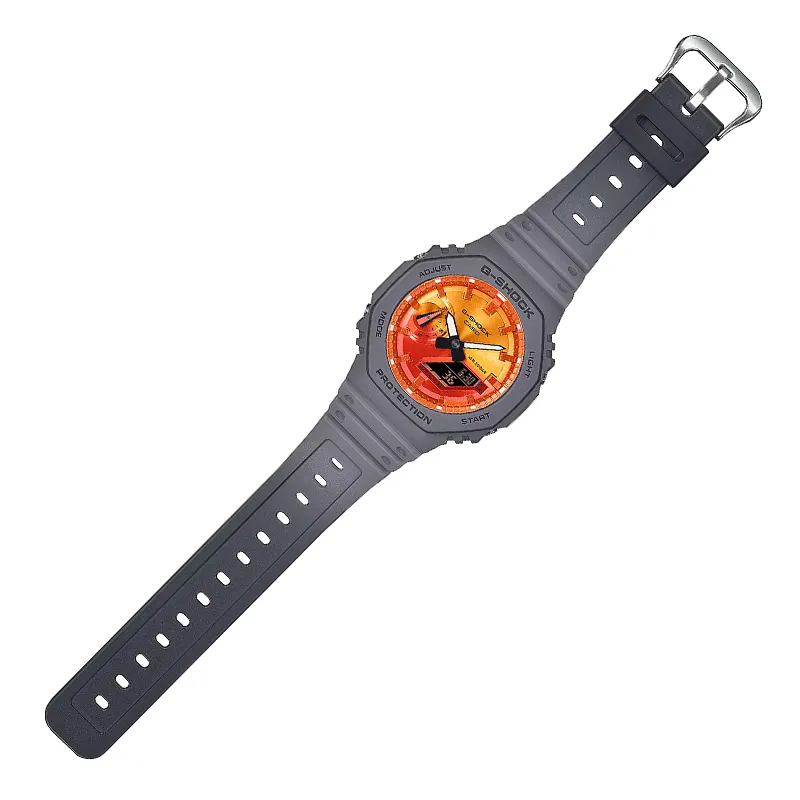 Casio G-Shock Fluorescent Layered Bezel Carbon Core Guard Men’s Watch- GA-2100FLS-8A4